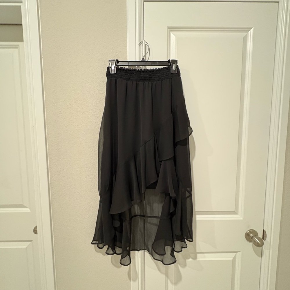 CeCe Sheer Black Chiffon Skirt